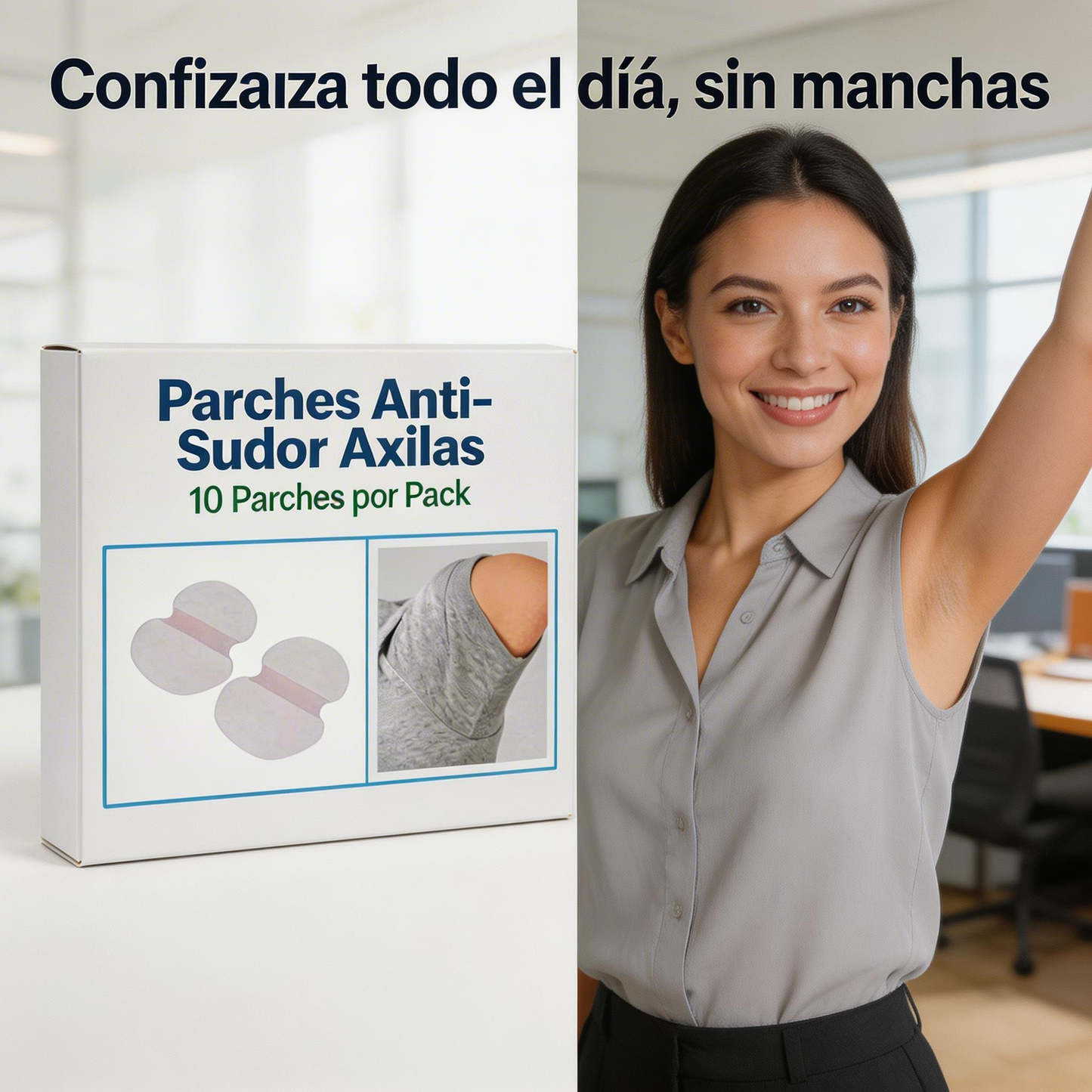 Confianza sin manchas, todos los días — 10 parches por pack.